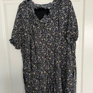 Madewell plus size floral trapeze dress with ruffle neck XXL